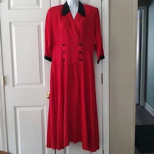 Nina Piccalino vintage red and black dress Sz 10